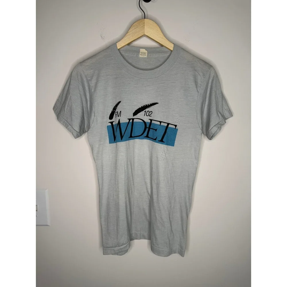 Vintage Screen Stars WDET 101.9 FM Detroit Public Radio T-Shirt Gray 80s Medium